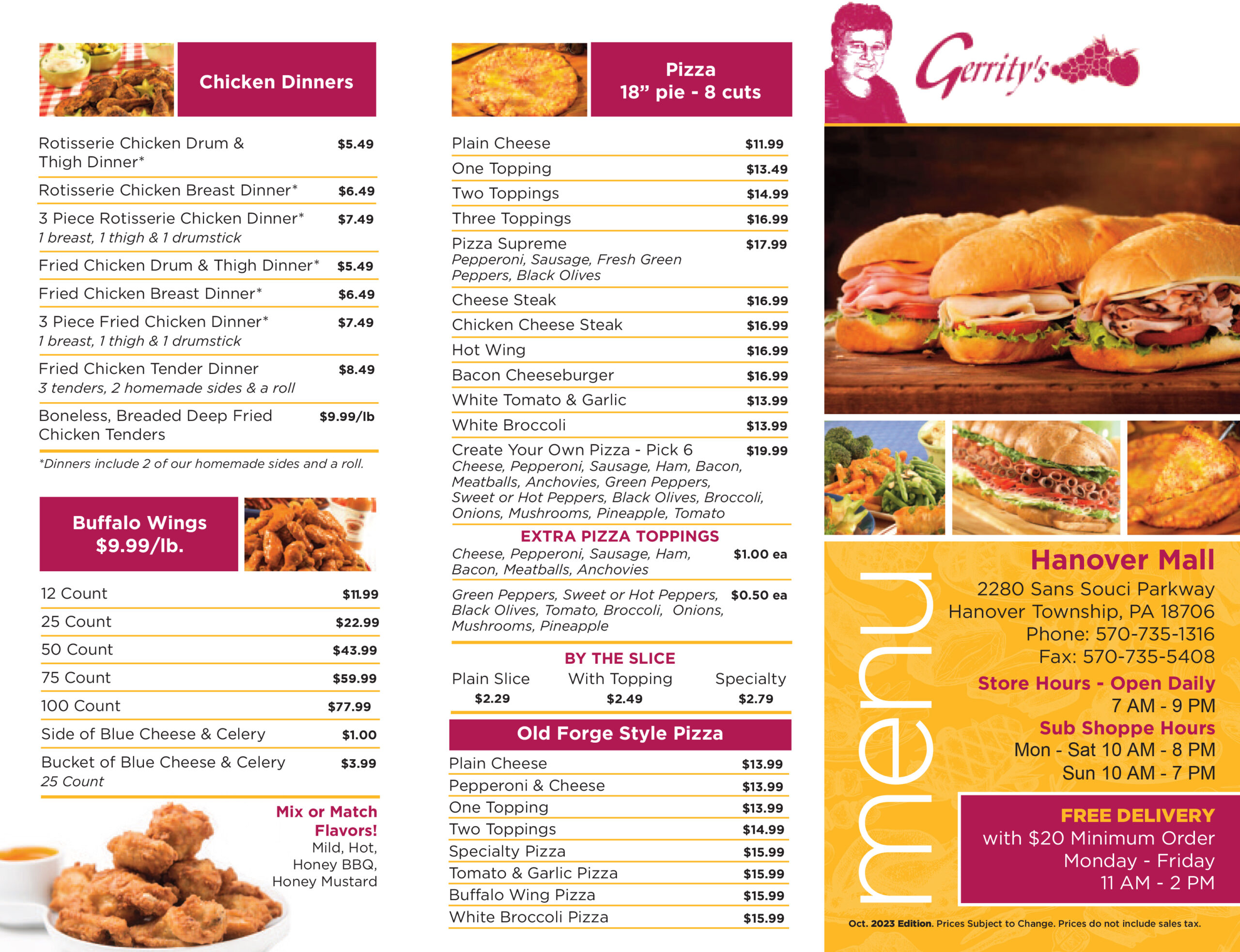 Serena's Pizzeria Menu, Turfway Park